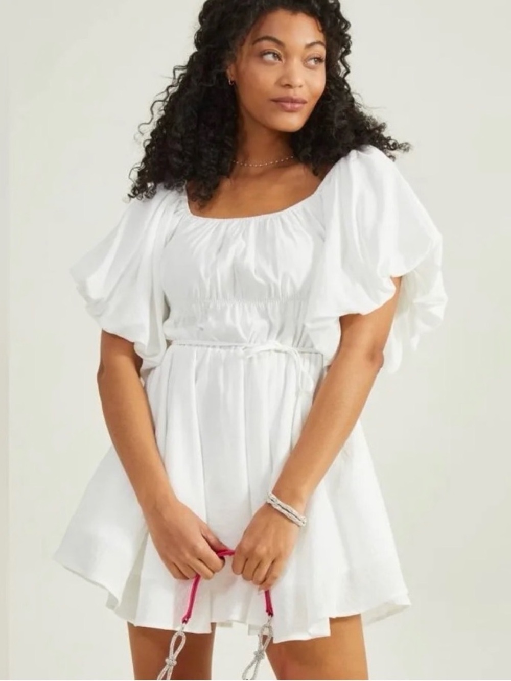 Altar’d State Amabella White Puff Sleeve Dress